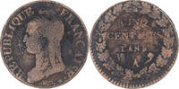 Frankreich 5 Centimes Münze, Dupré, Paris, S+, Bronze, KM:640.1 -
