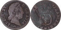 Frankreich 1/2 Sol Münze, Louis XV, Lille, S, Kupfer, KM:544.11 -