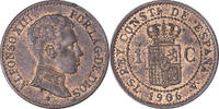 Spanien Centimo Münze, Alfonso XIII, Madrid, SS+, Bronze, KM:726 -