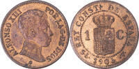 Spanien Centimo Münze, Alfonso XIII, Madrid, VZ, Bronze, KM:726 -