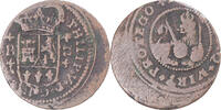 Spanien 2 Maravedis Münze, Philip V, Barcelona, S+, Kupfer -