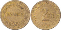Frankreich 2 Francs Münze, France Libre, Philadelphia, VZ, Messing -