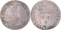Frankreich 1/4 Écu à la mèche courte Münze, Louis XIV, Paris, S+ -