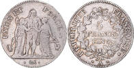 Frankreich 5 Francs Münze, Union et Force, Paris, S+, Silber, KM:639.1 -