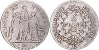 Frankreich 5 Francs Münze, Union et Force, Bayonne, S+, Silber -