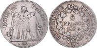 Frankreich 5 Francs Münze, Union et Force, Perpignan, S+, Silber -