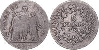 Frankreich 5 Francs Münze, Union et Force, Paris, S+, Silber, KM:639.1 -