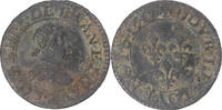 Frankreich Double Tournois Münze, Louis XIII, Paris, SS, Kupfer -