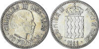 Monaco 10 Francs Münze, Rainier III, Monnaie de Paris, VZ+, Silber -
