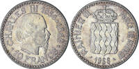 Monaco 10 Francs Münze, Rainier III, Monnaie de Paris, UNZ, Silber -