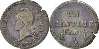 Frankreich Centime Münze, Dupré, Paris, SS, Bronze, KM:646, Gadoury:76 -