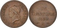 Frankreich Centime Münze, Dupré, Paris, SS+, Bronze, KM:754 -