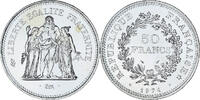 Frankreich 50 Francs Münze, Hercule, Paris, série FDC, STGL, Silber -