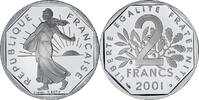 Frankreich 2 Francs Münze, Semeuse, Monnaie de Paris, BE, STGL, Nickel -