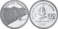 Frankreich 100 Francs Albertville - Ski Alpin, Monnaie de Paris, BE -