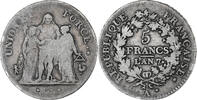 Frankreich 5 Francs Directoire, Union et Force, Paris, S, Silber -