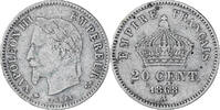 Frankreich 20 Centimes Napoleon III, Paris, S+, Silber, KM:808 -