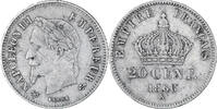 Frankreich 20 Centimes Napoleon III, Bordeaux, S+, Silber, KM:814 -