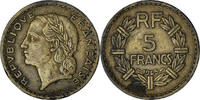 Frankreich 5 Francs Lavrillier, Paris, SS, Cupro-Aluminium, KM:888a.1 -