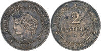 Frankreich 2 Centimes Cérès, Paris, SS, Bronze, KM:827.1, Gadoury:105 -