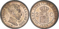 Spanien 2 Centimos Alfonso XIII, Madrid, UNZ, Kupfer, KM:722 -