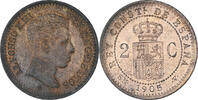 Spanien 2 Centimos Alfonso XIII, Madrid, VZ+, Kupfer, KM:722 -