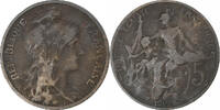 Frankreich 5 Centimes Daniel-Dupuis, Paris, S+, Bronze, Gadoury:165 -