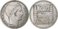 Frankreich 20 Francs Turin, Monnaie de Paris, Rameaux longs, SS, Silber -