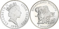 Cookinseln 5 Dollars Elizabeth II, Endangered Wildlife, Proof, STGL -