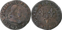 Frankreich Double Tournois Louis XIII, Poitiers, Kupfer, S+, Gadoury:8 -