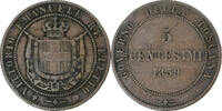 Italien 5 Centesimi TUSCANY, Vittorio Emanuele II, Heaton, Kupfer, S+ -