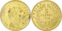 Frankreich 5 Francs Napoleon III, Paris, tranche cannelée, Gold, S+ -