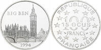 Frankreich 100 Francs / 15 Écus Big Ben, Monnaie de Paris, BE, Silber -