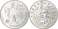 Frankreich 1 1/2 Euro Robert Schuman, Monnaie de Paris, BE, VZ+, Silber -