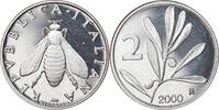 Italien 2 Lire Münze, Rome, Proof, STGL, Aluminium, KM:94 -
