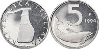 Italien 5 Lire Münze, Rome, Proof, STGL, Aluminium, KM:92 -