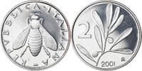Italien 2 Lire Münze, Rome, Proof, STGL, Aluminium, KM:94 -