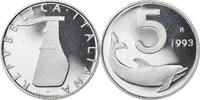 Italien 5 Lire Münze, Rome, Proof, STGL, Aluminium, KM:92 -