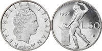 Italien 50 Lire Münze, Rome, Proof, STGL, Stainless Steel, KM:95.2 -