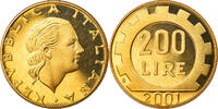 Italien 200 Lire Münze, Rome, Proof, STGL, Aluminum-Bronze, KM:105 -