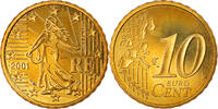Frankreich 10 Euro Cent Münze, Paris, Proof, STGL, Messing, KM:1285 -