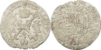 Spanische Niederlande 1/4 Patagon Münze, Flanders, Bruges, S+, Silber, KM:15 -