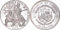 Liberia 20 Dollars Münze, Olympic Games, Baseball, UNZ, Silber -