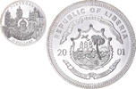 Liberia 20 Dollars Münze, Portugal, UNZ, Silber -