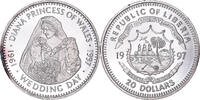 Liberia 20 Dollars Münze, Wedding Day, Diana, UNZ, Silber, KM:535 -