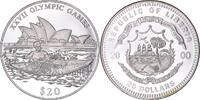Liberia 20 Dollars Münze, Olympic Games, Canoe Kayak, UNZ, Silber -