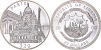 Liberia 20 Dollars Münze, PARIS, UNZ, Silber -