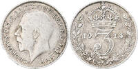Großbritannien 3 Pence George V, Silber, SS, KM:813 -