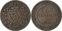 Italien Staaten 5 Centesimi Münze, SARDINIA, Carlo Felice, Torino, S -