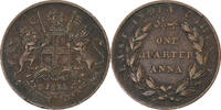 INDIA-BRITISH 1/4 Anna Münze, Bombay, SS, Kupfer, KM:446.2 -